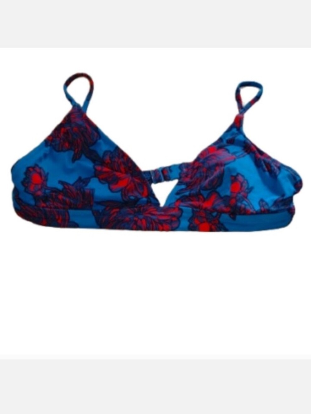 J. Crew Womens Floral Print Triangle Bikini Top Sz L